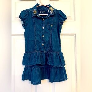 GUESS Denim dress with embroidered gold details